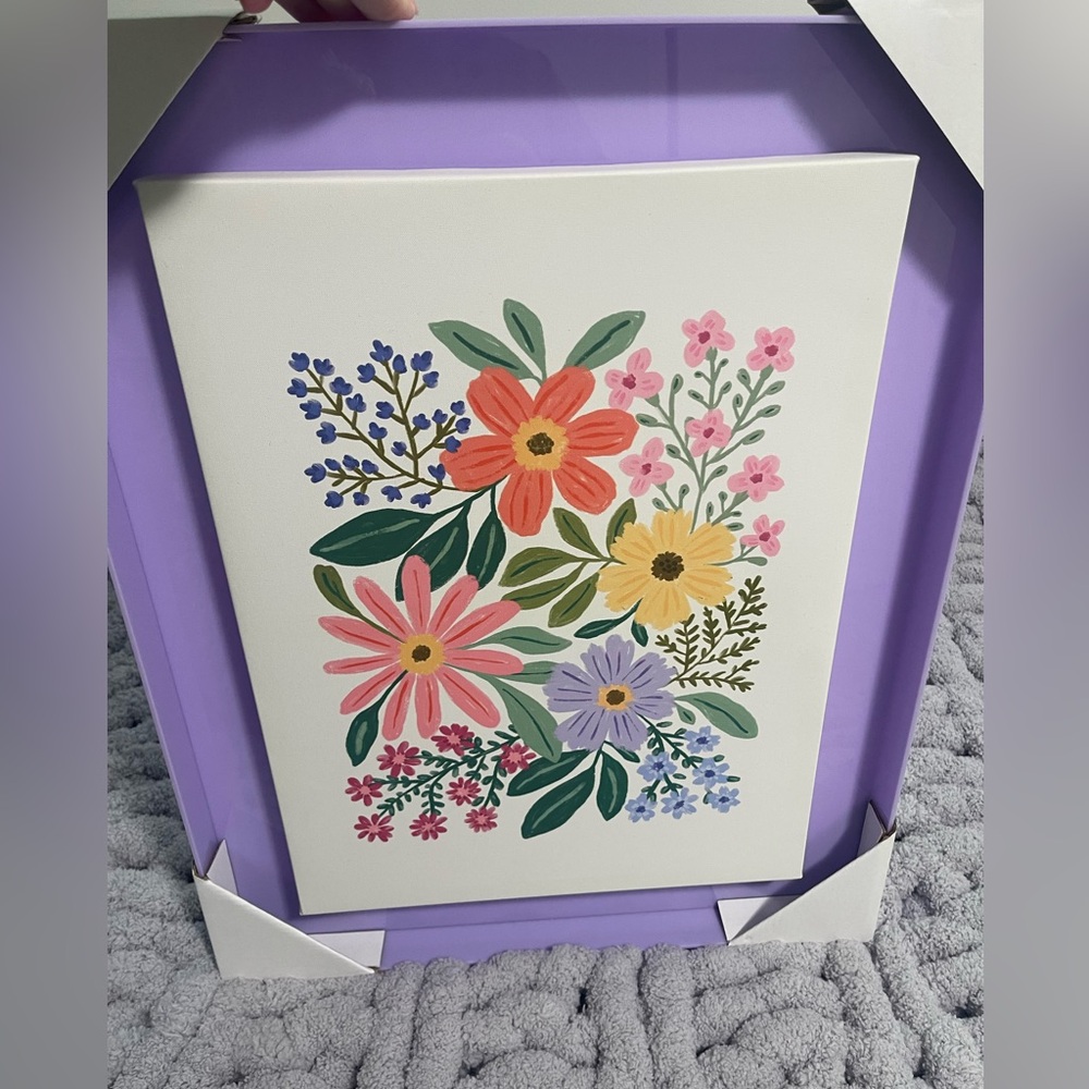 Floral Canvas Wall Art with Colorful Flowers